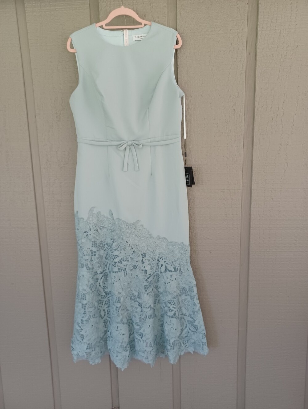 Mac Duggal Ieena Embroidered Hem Dress Size 12 Bow Sleeveless Wedding Guest